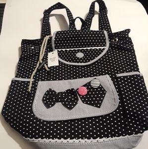 NEW Polka Dot Fashion Backpack with Bows  w/ tags